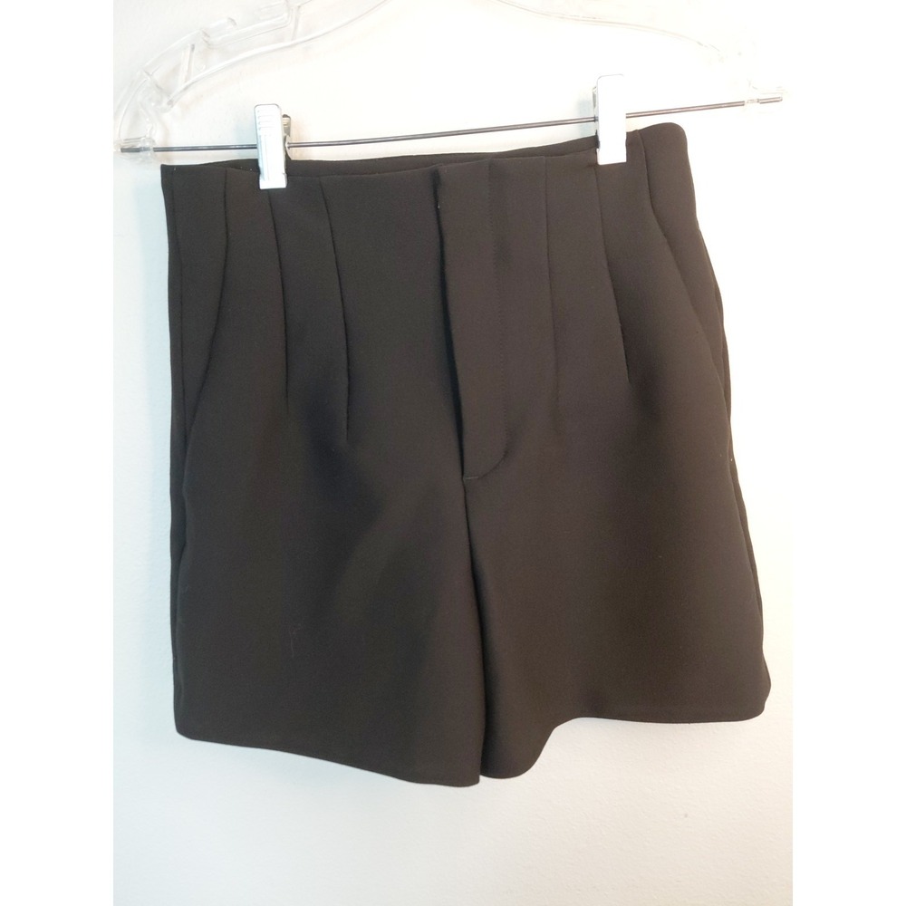 ZARA HIGH-WAISTED SHORTS Pleated black Y2k Boho Festival Casual Outdoors